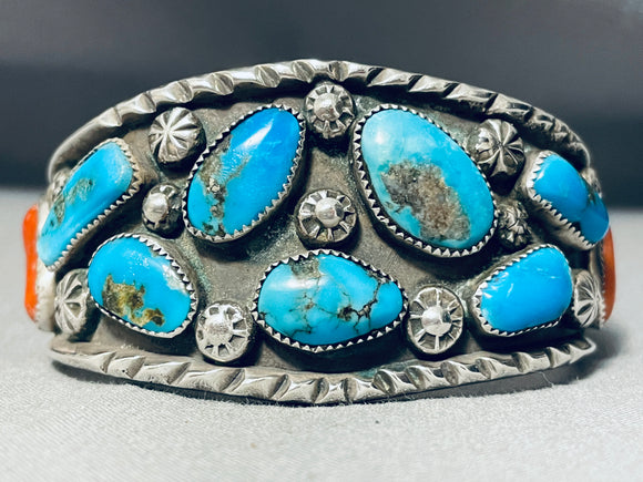 Opulent Vintage Native American Navajo Morenci Turquoise Sterling Silver Bracelet-Nativo Arts