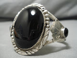 Exquisite Vintage Navajo Domed Onyx Sterling Silver Native American Bracelet-Nativo Arts