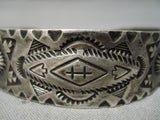 Early 1900's Vintage Native American Navajo Repoussed Sterling Silver Bracelet Old-Nativo Arts