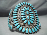 Important Vintage Native American Zuni Milburn Dishta Turquoise Sterling Silver Bracelet-Nativo Arts