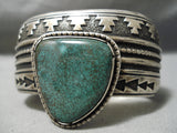 Important Vintage Native American Navajo Thomas Singer Green Turquoise Sterling Silver Bracelet-Nativo Arts