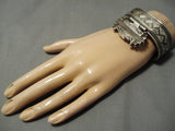 Museum Quality! Vintage Native American Navajo Turquoise Sterling Silver Locket Bracelet Old-Nativo Arts