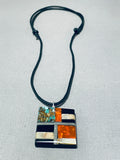 Native American Captivating Santo Domingo Turquoise Inlay Sterling Silver Necklace-Nativo Arts