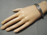 Detailed Vintage Navajo Sterling Silver Native American Bracelet Old-Nativo Arts