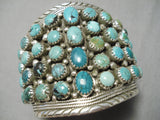 One Of Biggest Best Vintage Native American Navajo Green Blue Turquoise Sterling Silver Bracelet-Nativo Arts
