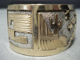 Gold Kachina Navajo Sterling Silver & Gf Storyteller Bracelet Native American-Nativo Arts