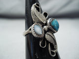Wonderful Vintage Native American Navajo Turquoise & Mop Sterling Silver Ring Old-Nativo Arts
