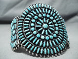 Native American One Of The Best Vintage Znavajo Turquoise Sterling Sluster Bracelet Old-Nativo Arts