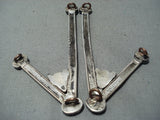 Fascinating Vintage Native American Navajo Kingman Sterling Silver Collar Pins Old-Nativo Arts
