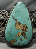 Very Important Vintage Native American Navajo Uita6 Royston Turquoise Ingot Silver Bracelet Old-Nativo Arts