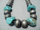 Custom Vintage Navajo Native American Turquoise Sterling Silver Necklace Old-Nativo Arts