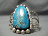 Opulent Vintage Native American Navajo Blue Gem Turquoise Sterling Silver Bracelet Old-Nativo Arts