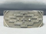 Tremendous Native American Navajo Sterling Silver Cross Bracelet Signed-Nativo Arts