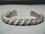 Heavy Coiled Vintage Native American Navajo Orville Tsinnie Sterling Silver Bracelet-Nativo Arts