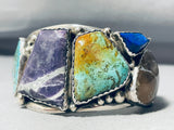 Chunky Charoite Vintage Native American Navajo Turquoise Sterling Silver Bracelet-Nativo Arts