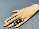 One Of The Most Intricate Ever Native American Navajo Turquoise Agate Sterling Silver Ring-Nativo Arts