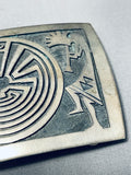 Important Vintage Native American Hopi Signed Sterling Silver Kokopelli Maze Buckle-Nativo Arts