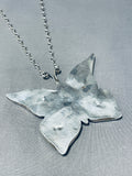 Spectacular Native American Navajo Synthetic Opals Sterling Silver Butterfly Necklace-Nativo Arts