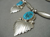 Important Vintage Native American Navajo Mike Perry Turquoise Sterling Silver Necklace Old-Nativo Arts