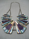 Native American One Of The Best Vintage Santo Domingo Inlay Turquoise Sterling Silver Necklace-Nativo Arts