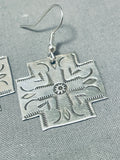 Wonderful Native American Navajo Sterling Silver Cross Earrings-Nativo Arts