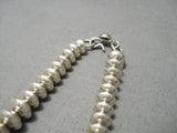 Hand Wrought Vintage Native American Navajo Sterling Silver Graduating Bead Necklace-Nativo Arts