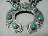 Women's Vintage Native American Navajo Green Turquoise Sterling Silver Necklace-Nativo Arts
