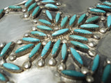 Best Vintage Native American Zuni Eleanor Weeka Turquoise Sterling Silver Buckle-Nativo Arts