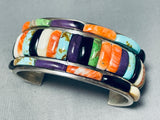 Native American Extremely Rare Carlos Eagle Vintage Turquoise Inlay Sterling Silver Bracelet-Nativo Arts