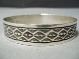 Impressive Navajo Sterling Silver Bangle Bracelet Native American-Nativo Arts