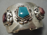Huge Vintage Native American Navajo Chunky Turquoise Sterling Silver Shell Bracelet-Nativo Arts