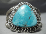 Heavy Huge Vintage Native American Navajo Carico Lake Turquoise Sterling Silver Bracelet-Nativo Arts