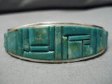 Very Intricate!! Vintage Native American Navajo Royston Turquoise Sterling Silver Inlay Bracelet-Nativo Arts