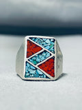 Exceptional Vintage Native American Navajo Turquoise Sterling Silver Ring-Nativo Arts