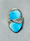 Magnificent Vintage Native American Zuni Blue Gem Turquoise Sterling Silver Ring-Nativo Arts