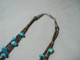 Native American Marvelous Vintage Santo Domingo Kingman Turquoise Sterling Silver Necklace Old-Nativo Arts
