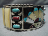 Native American Quality Clara Gasper Vintage Zuni Sterling Silver Kachina Inlay Bracelet Old-Nativo Arts