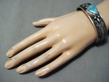 Authentic Albert Jake Native American Navajo Turquoise Sterling Silver Bracelet-Nativo Arts