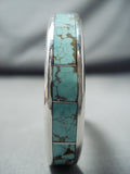 Signed Zuni Native American 8 Turquoise Inlay Sterling Silver Bracelet-Nativo Arts