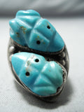 One Of The Best Vintage Native American Zuni Frog Fetish Sterling Silver Ring Old-Nativo Arts