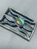 Royston Turquoise Vintage Native American Navajo Sterling Silver Buckle Signed-Nativo Arts