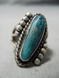 Quality Vintage Native American Navajo Blue Diamond Turquoise Sterling Silver Ring Old-Nativo Arts
