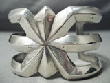Heavy Thick!! Vintage Native American Navajo X Sterling Silver Bracelet Old-Nativo Arts