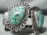 Heavy Huge Vintage Native American Navajo Carico Lake Turquoise Sterling Silver Bracelet-Nativo Arts