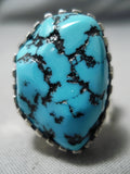 Fantastic Vintage Native American Navajo Sleeping Beauty Turquoise Sterling Silver Ring-Nativo Arts