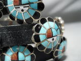 One Of The Most Intricate Vintage Native American Zuni Turquoise Sterling Silver Concho Belt-Nativo Arts