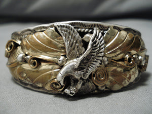 Detailed And Important!! Vintage Native American Navajo Gold Sterling Silver Allen Chee Bracelet-Nativo Arts