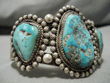 Native American One Of The Best Vintage Ingot Persin Turquoise Hand Tooled Bracelet Old-Nativo Arts