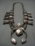 Exquisite Vintage Native American Navajo Sterling Silver Pearl Squash Blossom Necklace-Nativo Arts