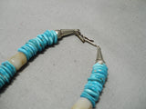 Authentic Vintage Native American Navajo Thomas Singer Turquois Gold Sterling Silver Necklace-Nativo Arts